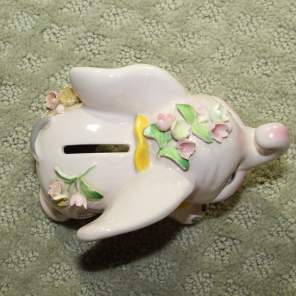 Vintage MCM Lefton China 3.5" x 5.5" Elephant Porcelain Bank (no stopper) - Picture 4 of 6